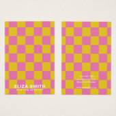 Retro Gecontroleerde roze gele juwelen Kaart (Voorkant /achterkant)