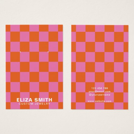 Retro Gecontroleerde roze Oranje juwelen display K Visitekaartje (Voorkant /achterkant)