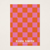 Retro Gecontroleerde roze Oranje juwelen display K Visitekaartje (Voorkant)