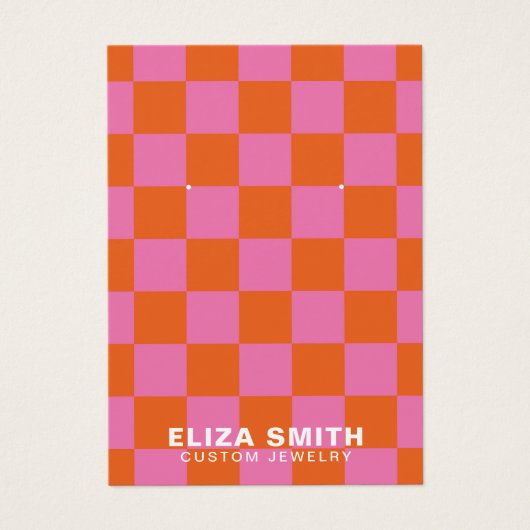 Retro Gecontroleerde roze Oranje juwelen display K Visitekaartje (Voorkant)