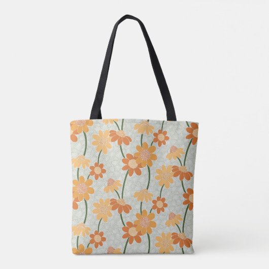 Retro gedempt Canvas tas bloemen van 1970 (Achterkant)