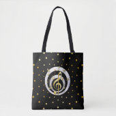 Retro Gedrukte Gouden en Zilveren effect Muzieknot Tote Bag (Voorkant)