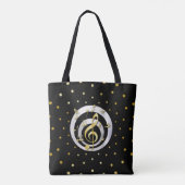 Retro Gedrukte Gouden en Zilveren effect Muzieknot Tote Bag (Achterkant)