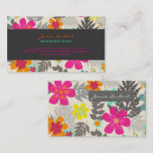 Retro gedurfde tropische bloemen visitekaartje contactkaartje (Voorkant / Achterkant)