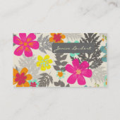 Retro gedurfde tropische bloemen visitekaartje contactkaartje (Achterkant)