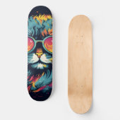 Retro Geek Chic Feline Persoonlijk Skateboard (Voorkant)