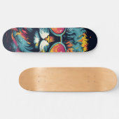 Retro Geek Chic Feline Persoonlijk Skateboard (Horizontaal)