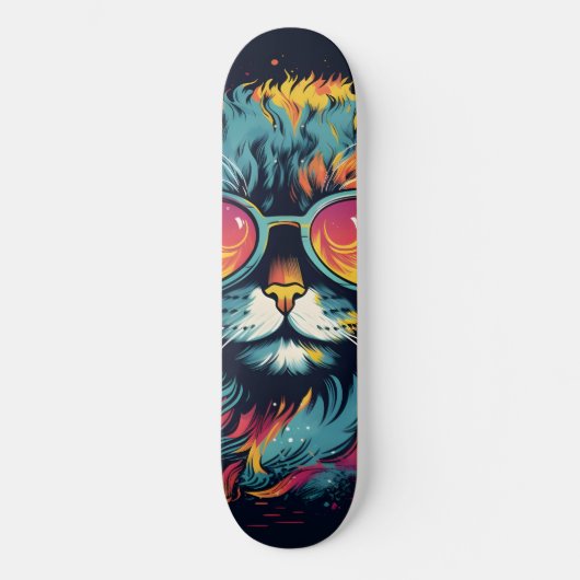 Retro Geek Chic Feline Persoonlijk Skateboard (Voorkant)