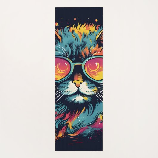 Retro Geek Chic Feline Yogamat (Achterkant)
