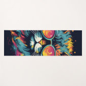 Retro Geek Chic Feline Yogamat (Voorkant (horizontaal))
