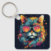 Retro geek chic katachtige sleutelhanger (Voorkant)
