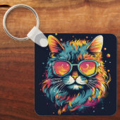 Retro geek chic katachtige sleutelhanger (Voorkant)