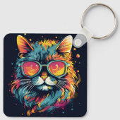 Retro geek chic katachtige sleutelhanger (Achterkant)