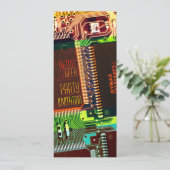 Retro Geek Party ・ Colorful electronic pcb ・ Nerdy Kaart (Staand voorkant)