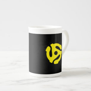 Retro  Geel 45 voorzetkamer DJ Porselein Kop