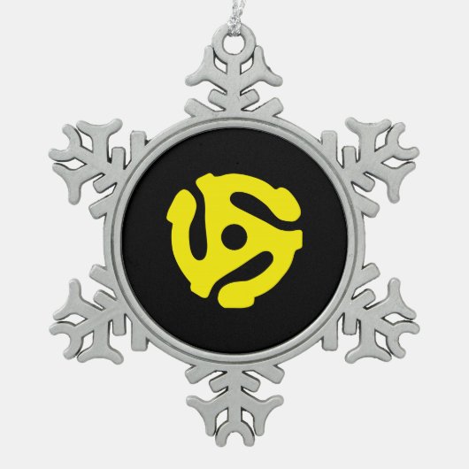 Retro  Geel 45 voorzetkamer DJ Tin Sneeuwvlok Ornament (Voorkant)