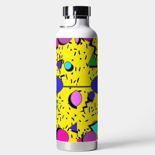 Retro Geel 80s Memphis Abstract Waterfles (Rechts)