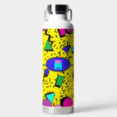 Retro Geel 80s Memphis Abstract Waterfles (Voorkant)