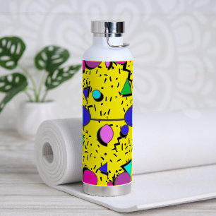 Retro Geel 80s Memphis Abstract Waterfles