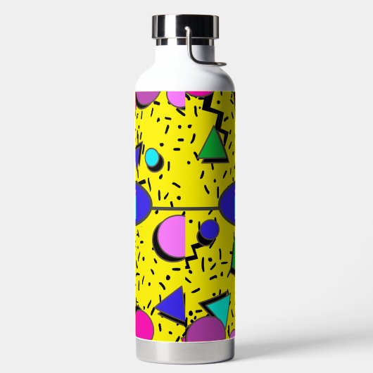 Retro Geel 80s Memphis Abstract Waterfles (Links)