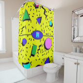 Retro Geel 80s Memphis Abstracte Stijl Naadloos Douchegordijn (In situ)