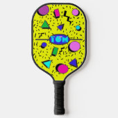 Retro Geel 80s Memphis Abstracte Stijl Pickleball Paddle (Voorkant)