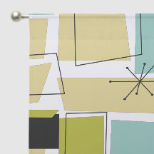 Retro Geel Aqua Blauw Vierkantjes Starburst Mid Mo