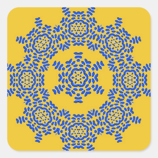 Retro Geel & Blauw Bloem Keramische Tegel Stickers (Voorkant)