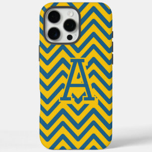 Retro Geel Blauw Chevron Kleurrijk  Patroon iPhone 16 Pro Max Hoesje