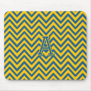 Retro Geel Blauw Chevron Modern Modieus Patroon Muismat