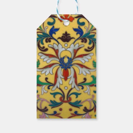 Retro  Geel Bloemen Botanisch Dank u Cadeaulabel (Achterkant)