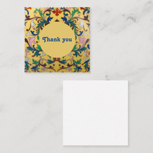 Retro  Geel Bloemen Botanisch Dank u Informatiekaartje (Voorkant / Achterkant)