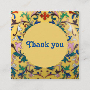 Retro  Geel Bloemen Botanisch Dank u Vierkante Visitekaartje