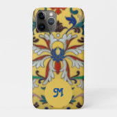 Retro  Geel Bloemen Botanisch Monogrammed Case-Mate iPhone Case (Achterkant)