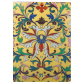 Retro  Geel Bloemen Botanisch Monogrammed Klembord (Achterkant)