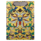 Retro  Geel Bloemen Botanisch Monogrammed Klembord (Voorkant)