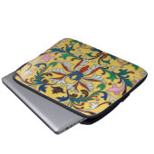 Retro  Geel Bloemen Botanisch Monogrammed Laptop Sleeve (Voorkant onderkant)