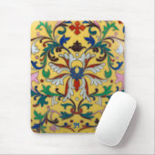 Retro  Geel Bloemen Botanisch Monogrammed Muismat (Met muis)