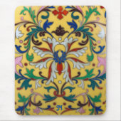 Retro  Geel Bloemen Botanisch Monogrammed Muismat (Voorkant)