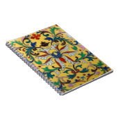 Retro  Geel Bloemen Botanisch Monogrammed Notitieboek (Rechterzijde)