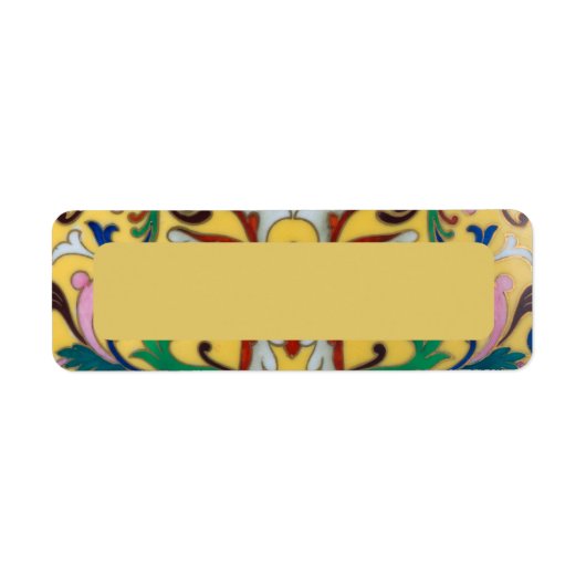 Retro  Geel Bloemen Minton Tegel Botanisch Etiket (Voorkant)