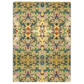 Retro  Geel Bloemen Minton Tegel Botanisch Klembord (Achterkant)