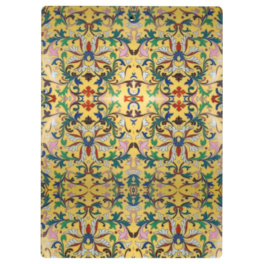 Retro Geel Bloemen Minton Tegel Botanisch Klembord (Achterkant)