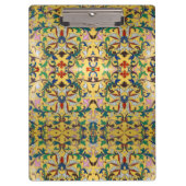 Retro  Geel Bloemen Minton Tegel Botanisch Klembord (Voorkant)