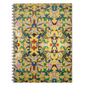 Retro Geel Bloemen Minton Tegel Botanisch Notitieboek (Voorkant)