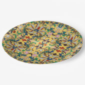 Retro  Geel Bloemen Minton Tegel Botanisch Papieren Bordje (Gekanteld)