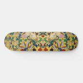 Retro  Geel Bloemen Minton Tegel Botanisch Persoonlijk Skateboard (Horizontaal)