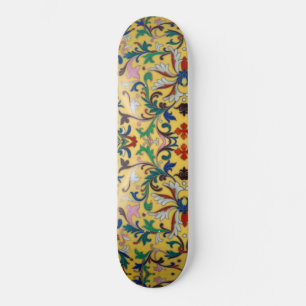Retro  Geel Bloemen Minton Tegel Botanisch Persoonlijk Skateboard