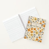 Retro Geel Bloemen Patroon Monogram Journal Notitieboek (Binnen)