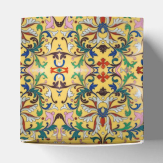 Retro  geel bloemig botanisch patroon bedankdoosjes (Bovenkant)